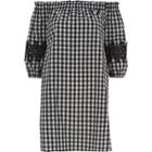 River Island Womens Gingham Check Bardot Swing Dress