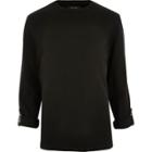 River Island Mensblack Airtex Long Sleeve T-shirt
