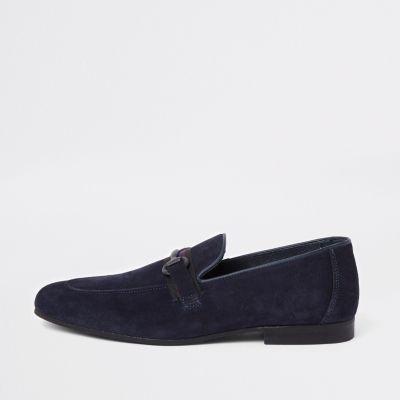 River Island Mens Croc Embossed Leather Slim Loafer