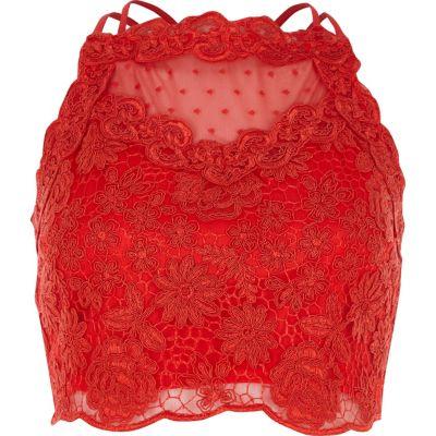 River Island Womens Lace Mesh Crop Top