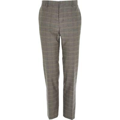River Island Mens Check Smart Slim Pants