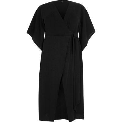 River Island Womens Plus Wrap Kimono Sleeve Midi Dress