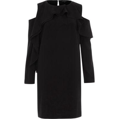River Island Womens Cold Shoulder Frill Front Swing Dress