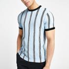 River Island Mens Stripe Muscle Fit Knitted T-shirt