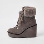 River Island Womens Lace-up Wedge Heel Boots