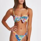 River Island Womens Tropical Knot Front Bandeau Bikini Top