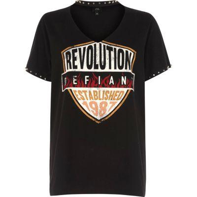 River Island Womens 'revolution' Band Print Choker T-shirt