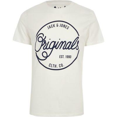 River Island Mens White Jack And Jones 'originals' Print T-shirt