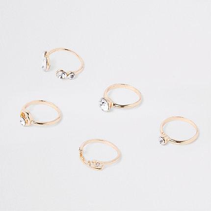 River Island Womens Gold Tone Finger Top Ring Multipack