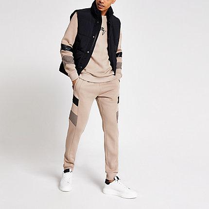 River Island Mens Blocked Fabric Joggers