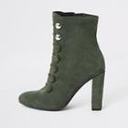 River Island Womens Suede Button Heeled Ankle Boot