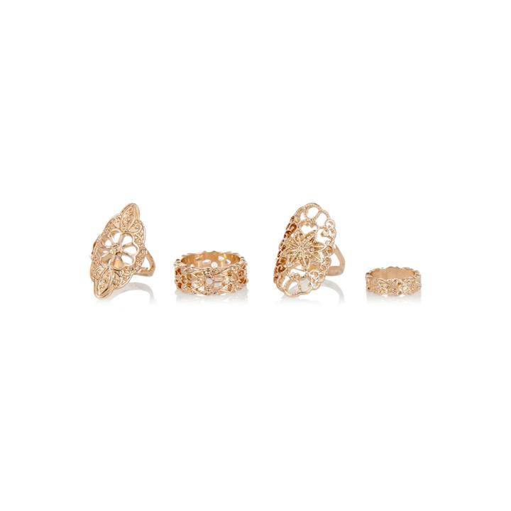 River Island Womens Gold Tone Filigree Delicate Rings Pack