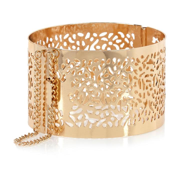 River Island Womens Gold Tone Filigree Cuff Bracelet