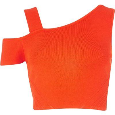 River Island Womens Asymmetric Cold Shoulder Crop Top