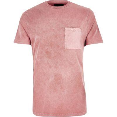 River Island Mens Washed Pocket Slim Fit T-shirt