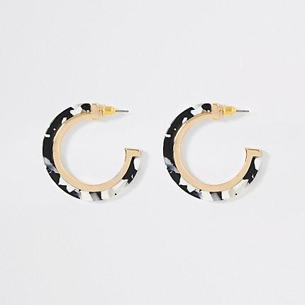 River Island Womens Mono Print Hoop Earrings