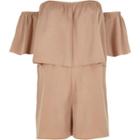 River Island Womens Petite Blush Layer Bardot Romper