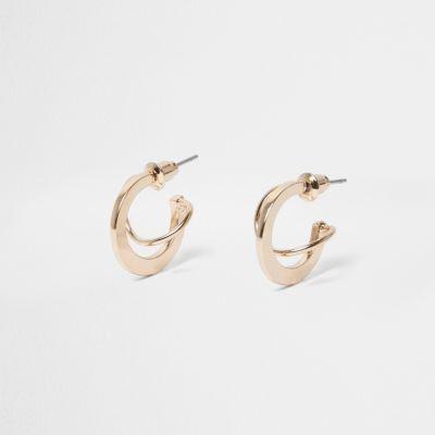 River Island Womens Gold Tone Interlinking Hoop Earrings