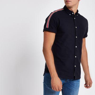 River Island Mens Tape Short Sleeve Oxford Shirt