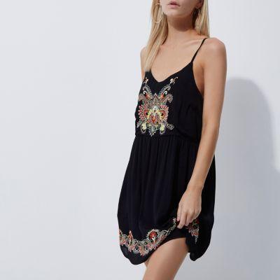 River Island Womens Petite Embroidered Slip Dress