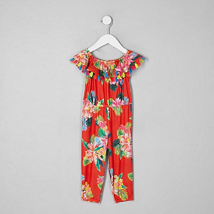 River Island Mini Girls Tropical Print Romper