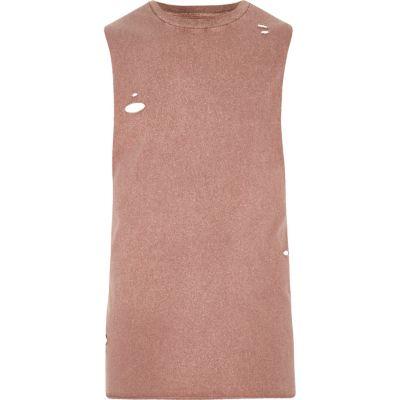 River Island Mens Distressed Washed Tank Top