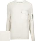 River Island Mensecru Knitted Pocket Front Sweater