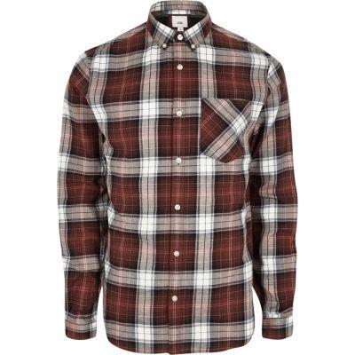 River Island Mens Button-down Long Sleeve Check Shirt