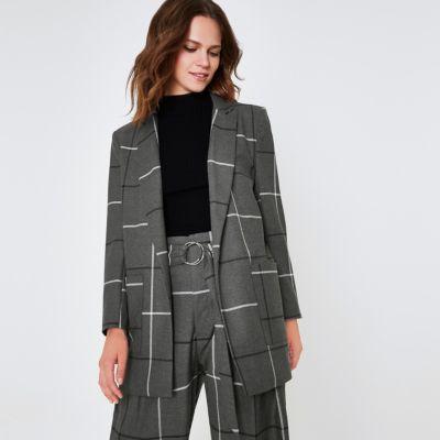River Island Womens Wide Check Oversized Blazer