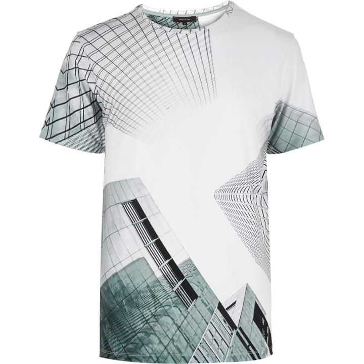 River Island Menswhite Graphic City Print T-shirt