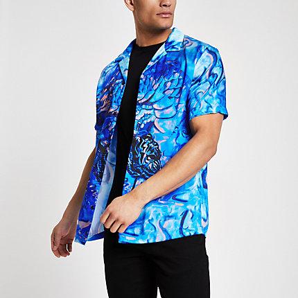 River Island Mens Dragon Short Sleeve Shirt