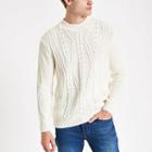 River Island Mens Chunky Cable Knit Crew Neck Jumper