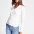River Island Womens Long Sleeve Ribbed Collar Fitted Top