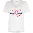 River Island Womens White 'la Grace' Scoop Neck T-shirt