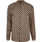 River Island Mens Geo Print Long Sleeve Button-up Shirt