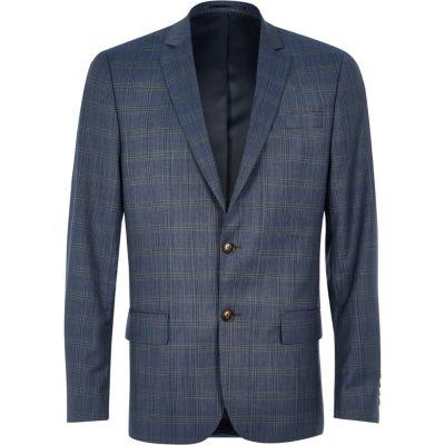 River Island Mens Checked Slim Travel Suit Jacket