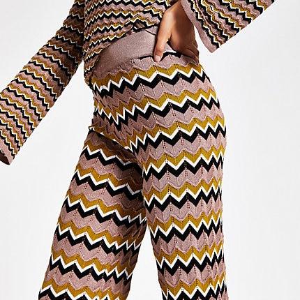 River Island Womens Zig Zag Print Knitted Trousers