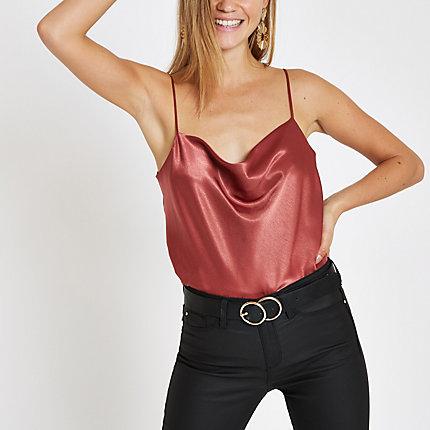 River Island Womens Rust Cowl Neck Cami Top