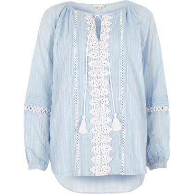 River Island Womens Crochet Tie Neck Smock Top