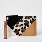 River Island Womens Leather Colour Blocked Clutch Bag