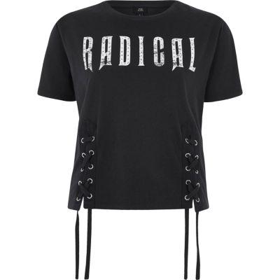River Island Womens Petite 'radical' Lace-up T-shirt