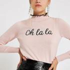 River Island Womens Knit 'oh La La' Frill Turtle Neck Top