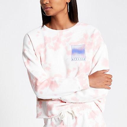 River Island Womens White Tie Dye Sweatshirt