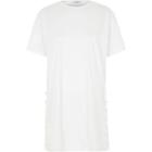 River Island Womens White Split Pearl Side Oversized T-shirt