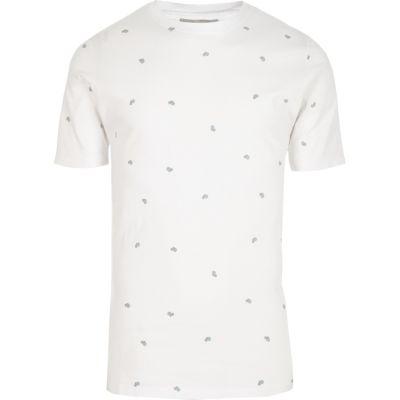 River Island Mens White Minimum Print T-shirt