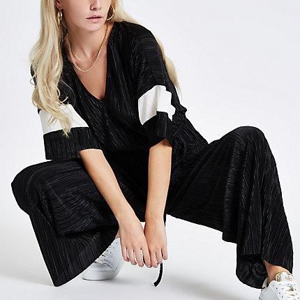 River Island Womens Petite Plisse Kimono Sleeve Jumpsuit