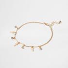 River Island Womens Gold Tone Cross Charm Anklet
