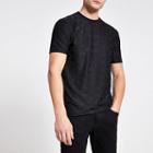 River Island Mens Ri Mono Jacquard Slim Fit T-shirt