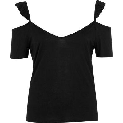 River Island Womens Cold Shoulder Frill Sleeve Top