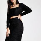 River Island Womens Polka Dot Ruched Cropped Top